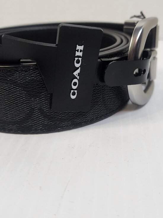Coach Other - Coach Unisex Black Logo Dress Belt Adjustable Buckle Size 42 Designer New!